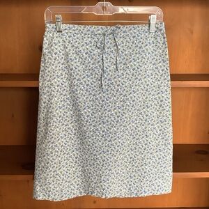 Vintage 90s Au Coton Blue Floral Mini Skirt Size M | Made in Canada Cottagecore